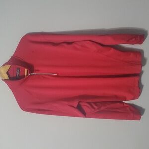 Oxford Golf shirt men's size Large red top silver zipper super dry